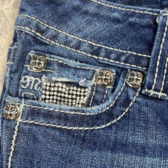 Miss Me Boot Cut Jeans Jeweled Rhinestone Bling Low Rise Y2K Sz 27 - Picture 10 of 14
